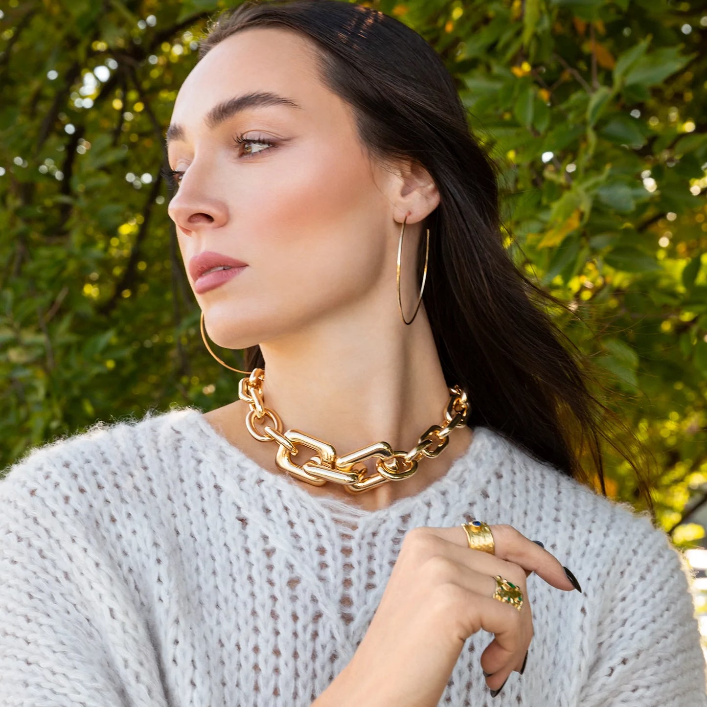 large hollow link statement necklace
