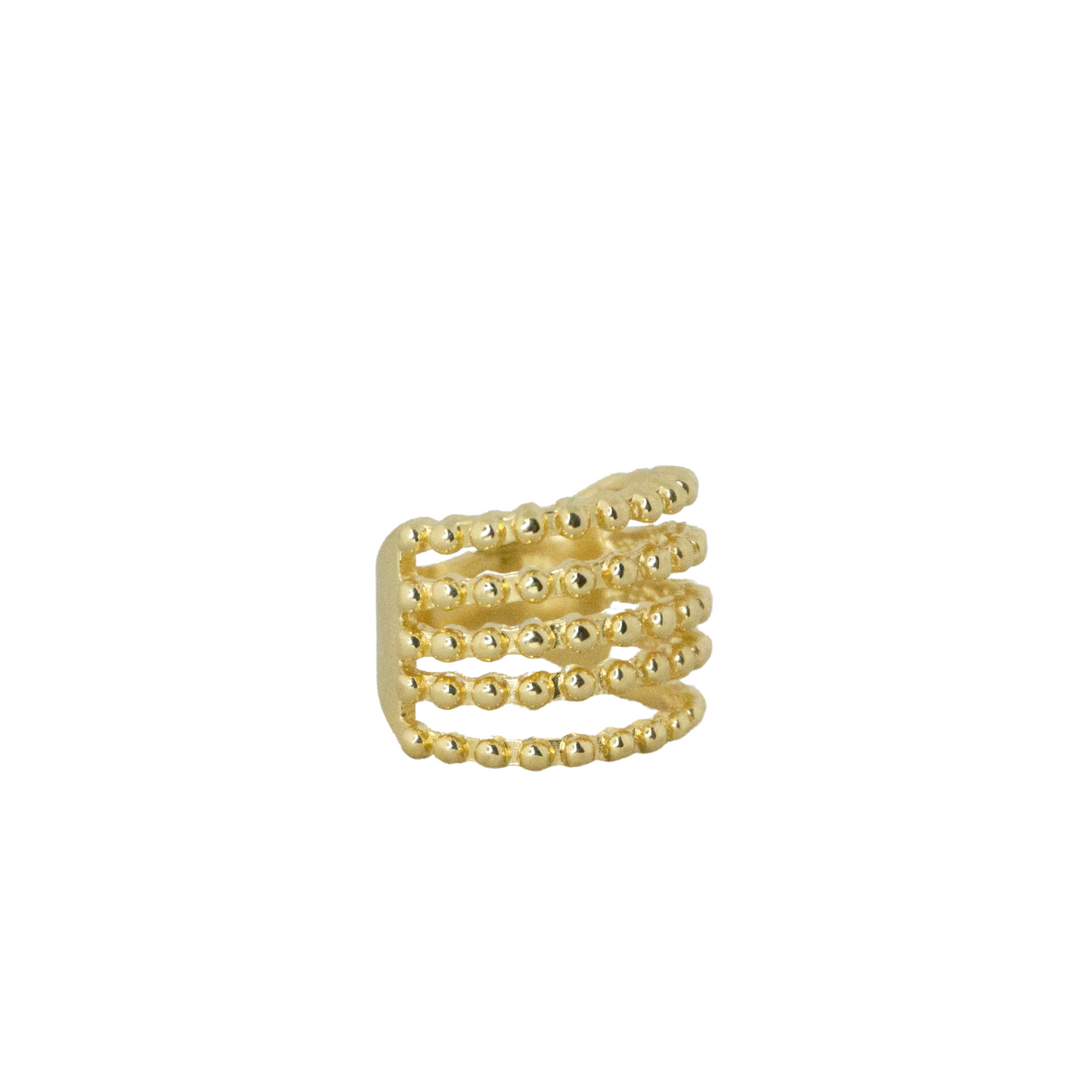gold plated 5 strand beaded ball ring