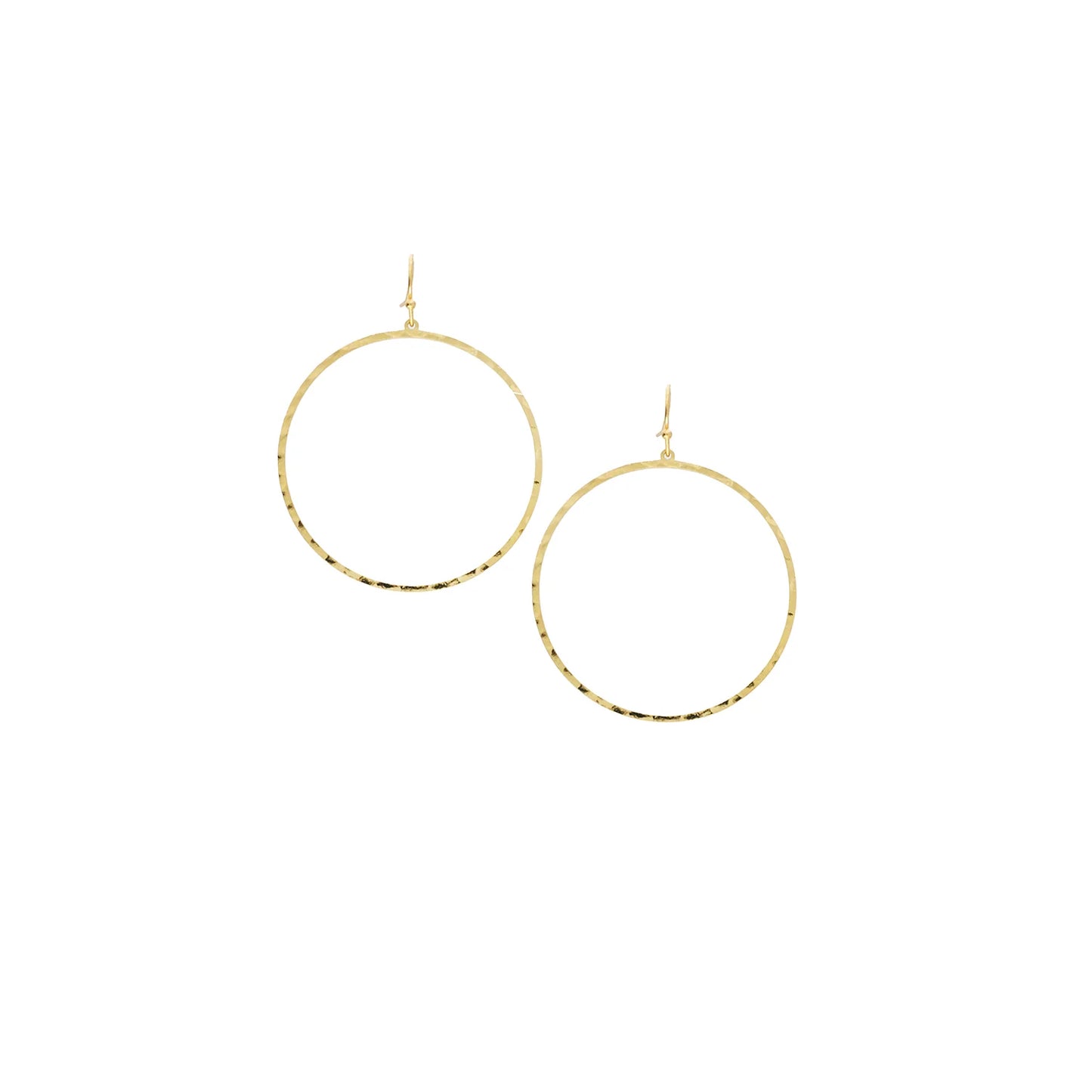 hammered metal drop hoop earring