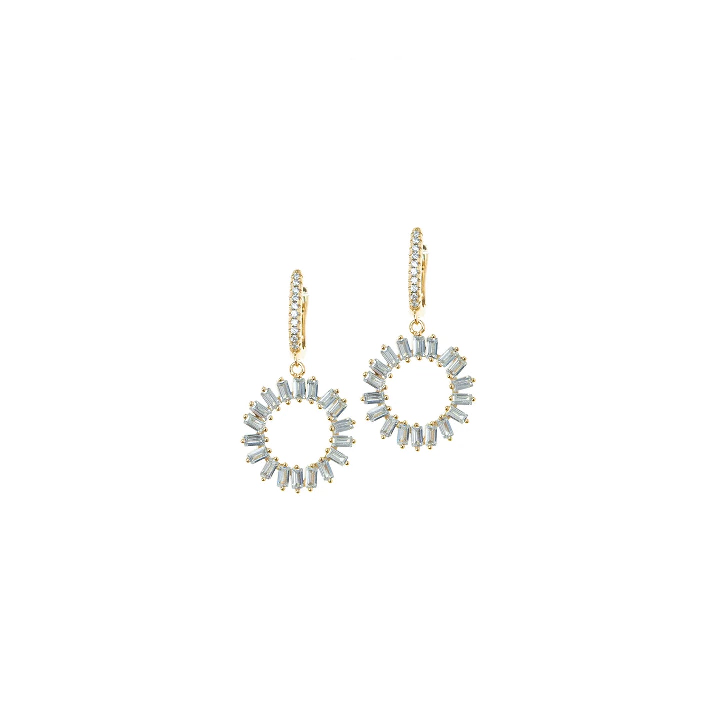 sterling baguette floral drop earring