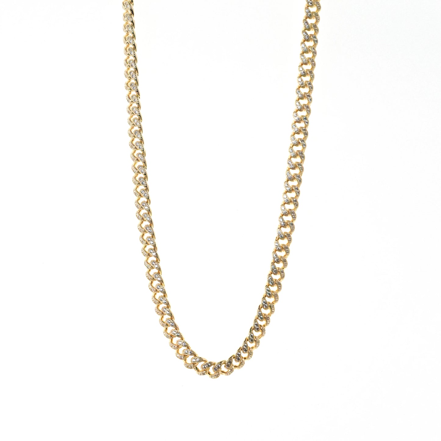 gold plated CZ curb link chain