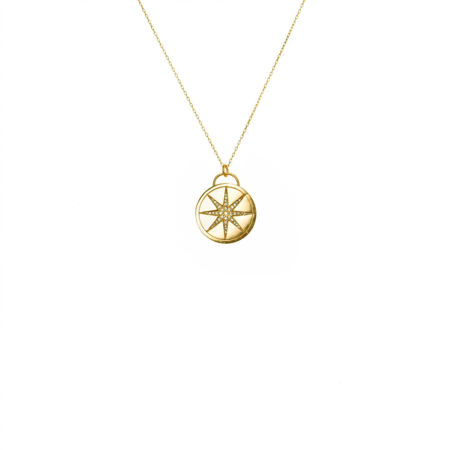 gold plated round 8-point star pendant necklace