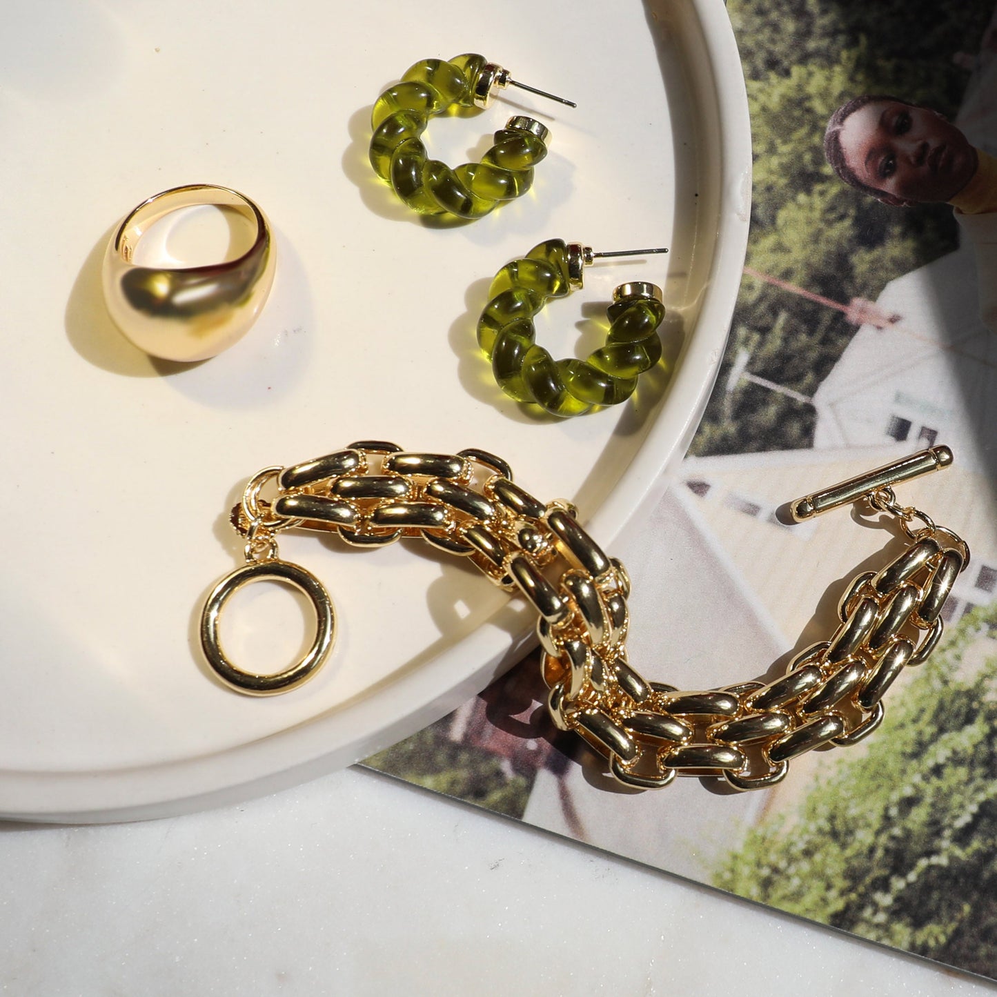 gold plated chunky bubble ring