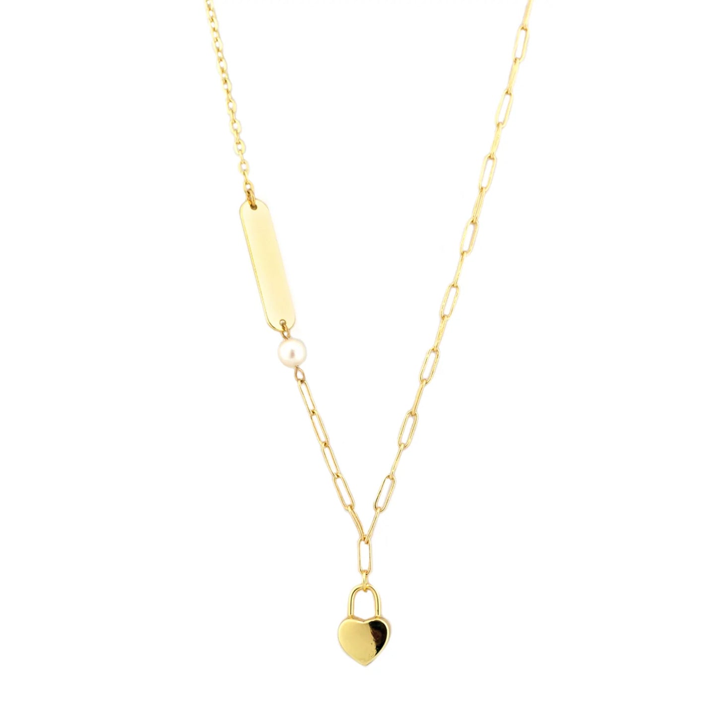 ID plaque heart pendant necklace