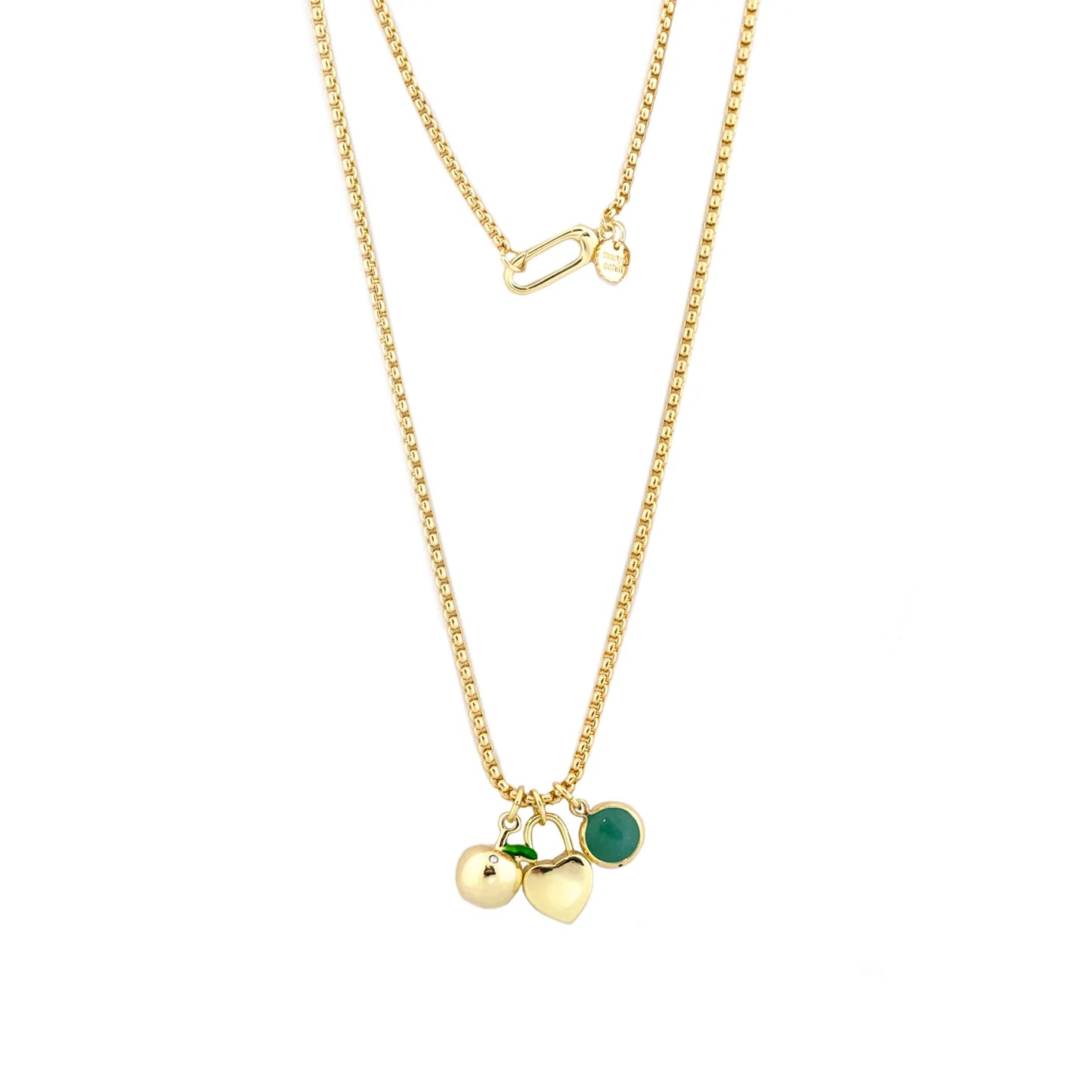box chain apple/heart charm necklace