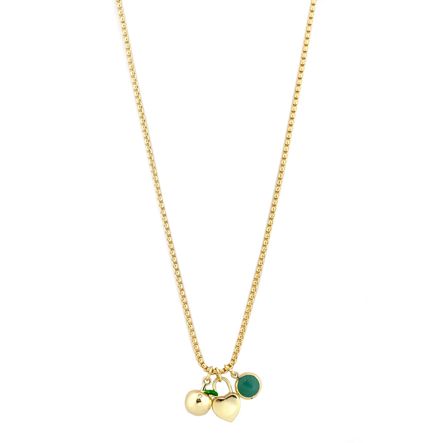 box chain apple/heart charm necklace