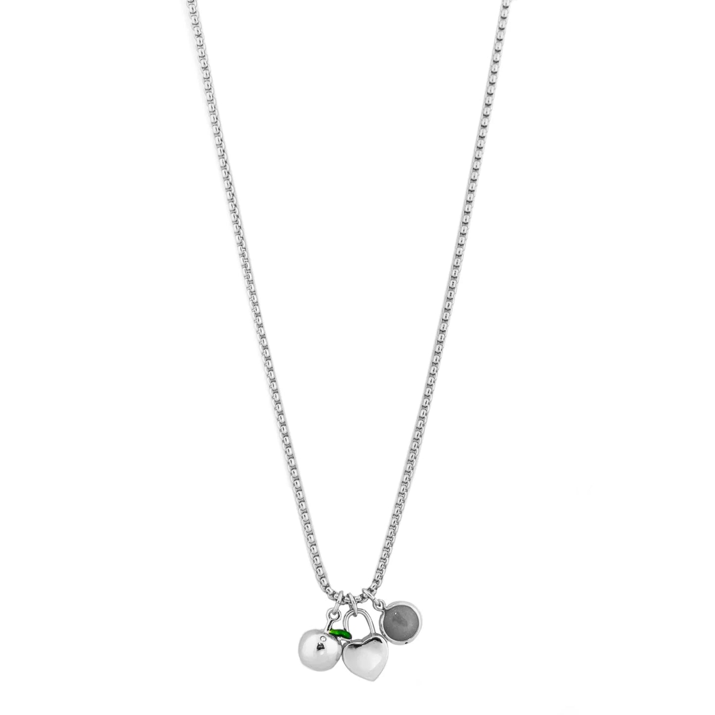 box chain apple/heart charm necklace