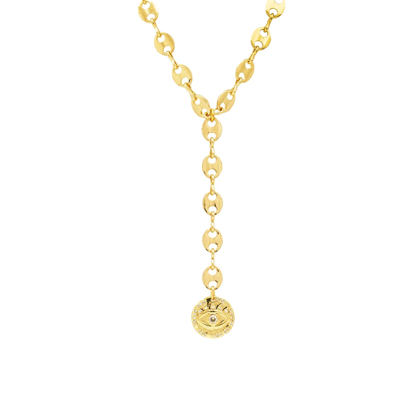 evil eye anchor link Y necklace