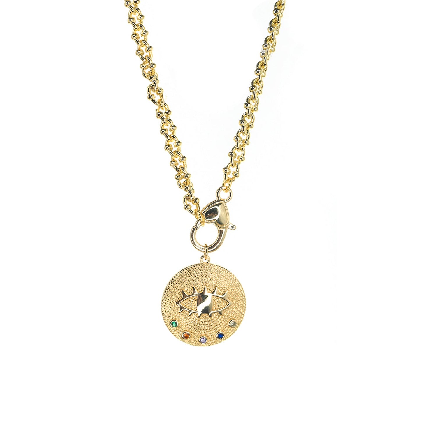 machine chain evil eye pendant necklace