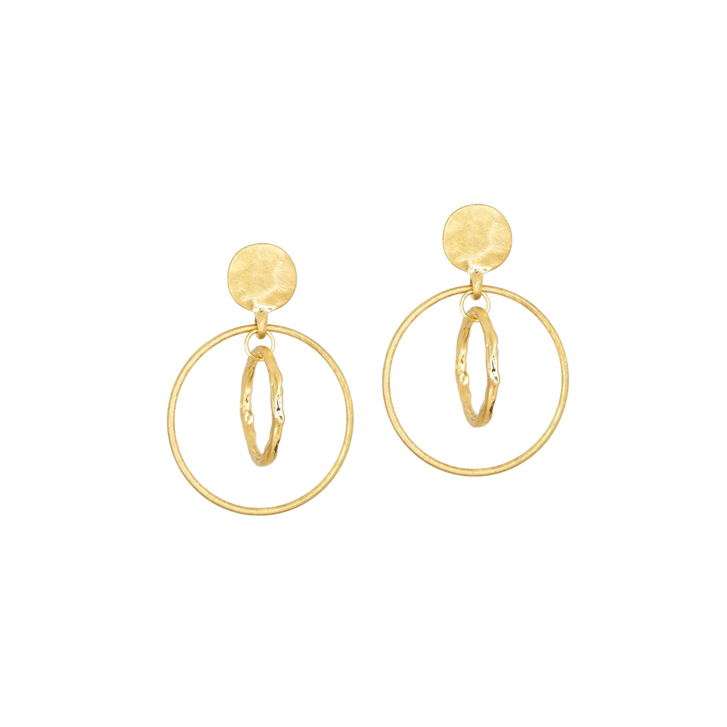 hammered metal multi circle earring