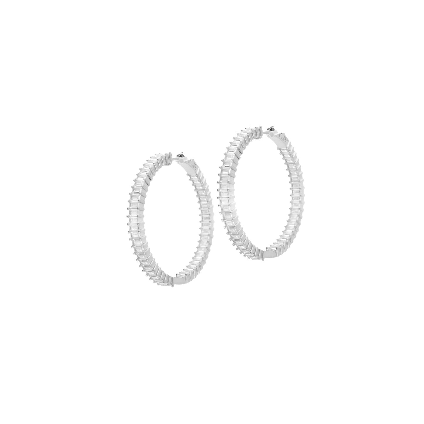 gold plated baguette large CZ hoop