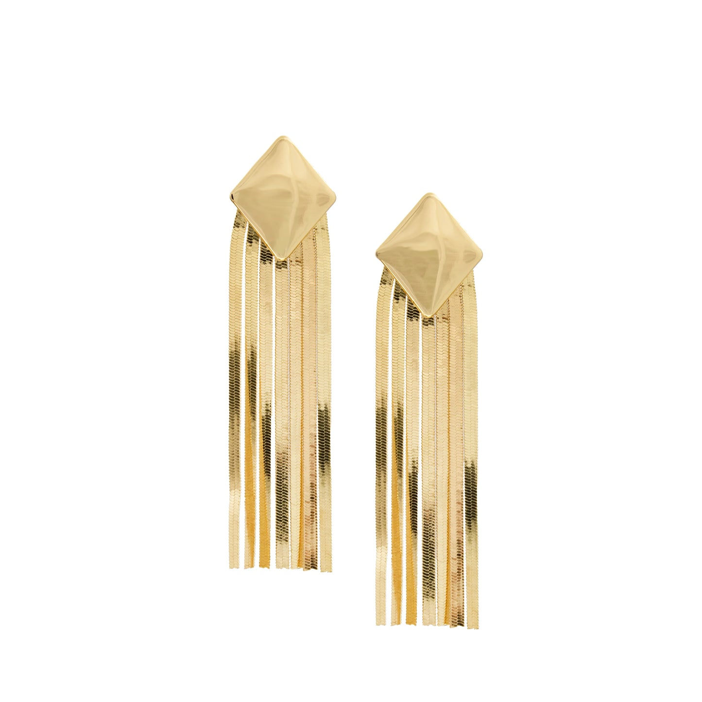 herringbone fringe diamond shaped earring