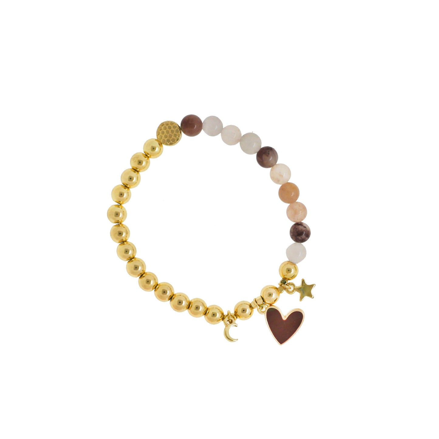 coco jasper enamel heart charm beaded bracelet