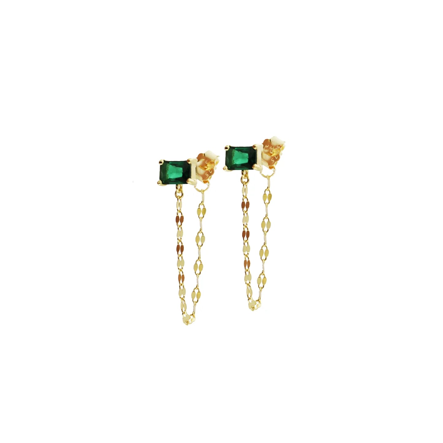 sterling rectangle CZ post drape earring