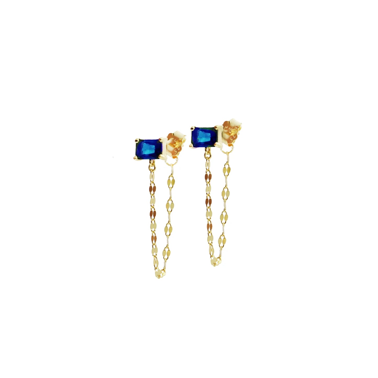 sterling rectangle CZ post drape earring