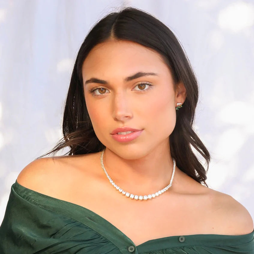 gold plated tennis necklace