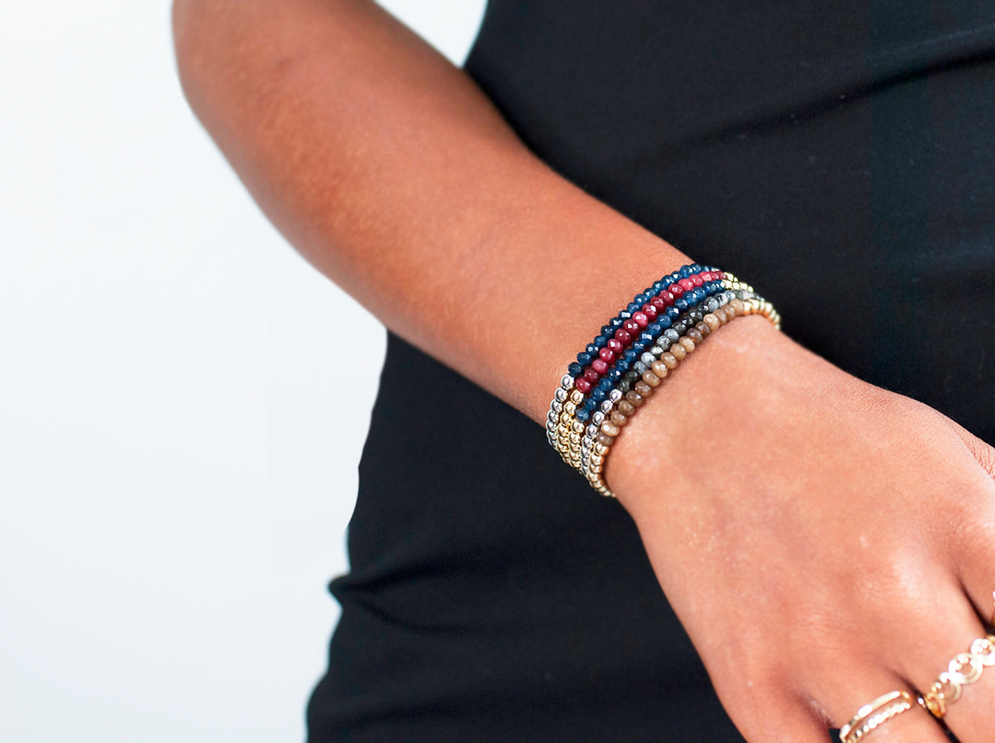 metal beaded crystal stone bracelet