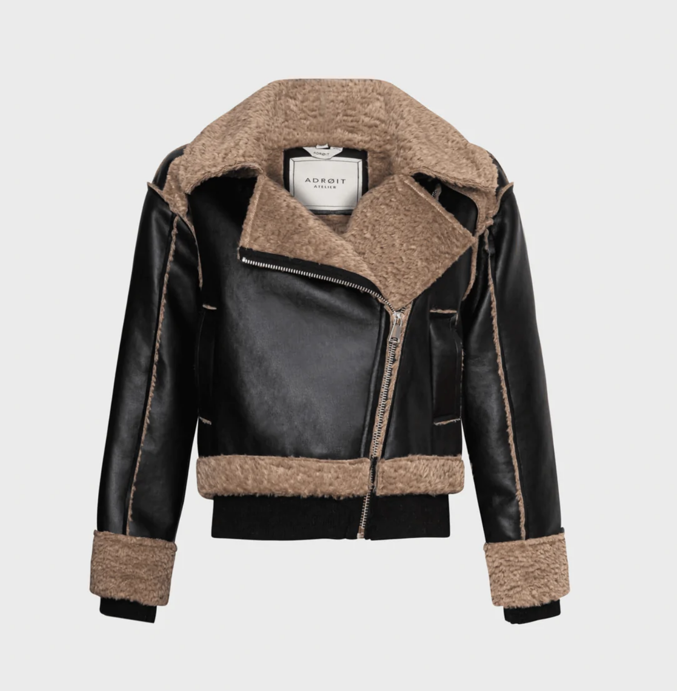 Faux Shearling Moto Jacket by Adroit Atelier