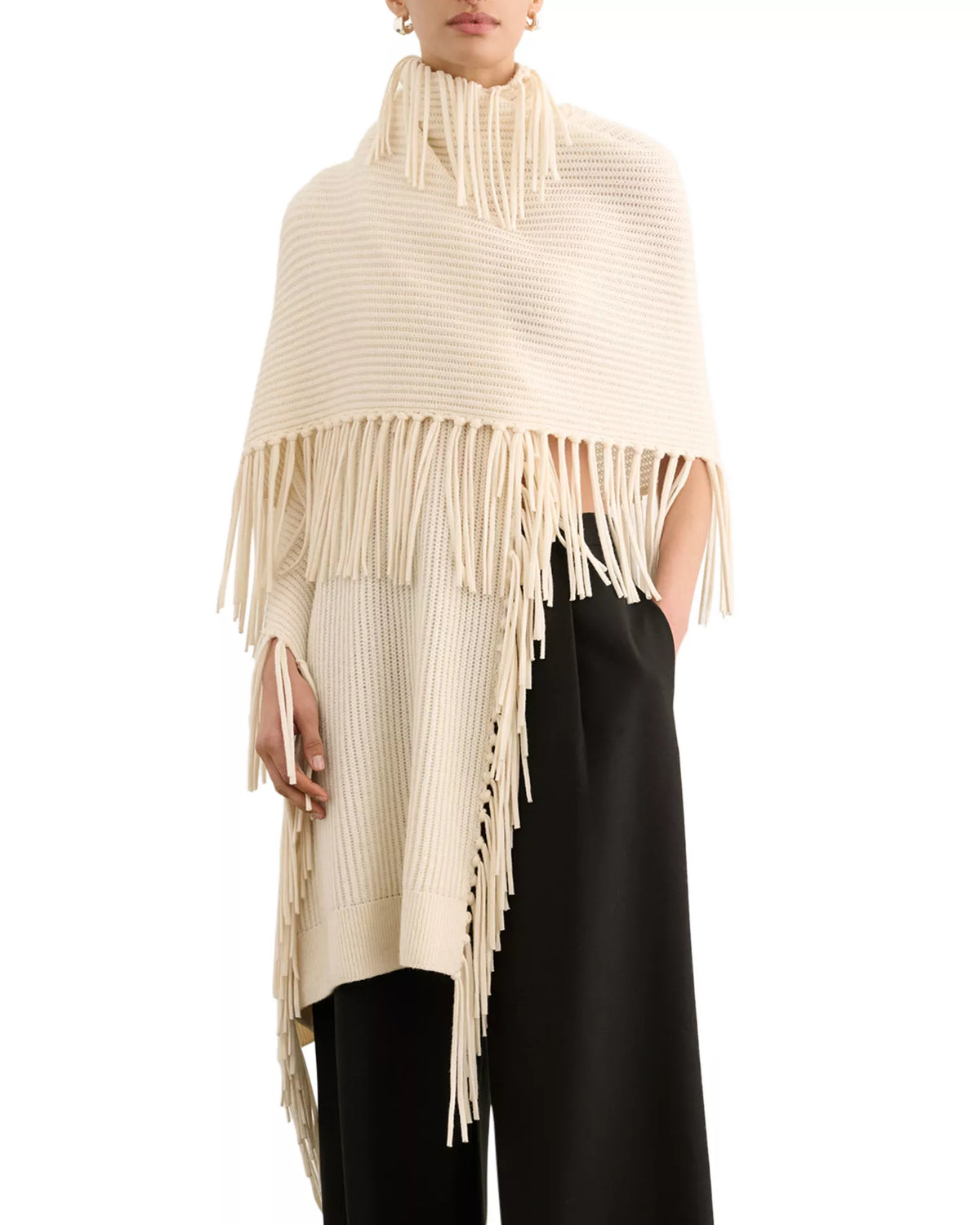 Toccin Anais Wool & Cashmere Fringe Wrap
