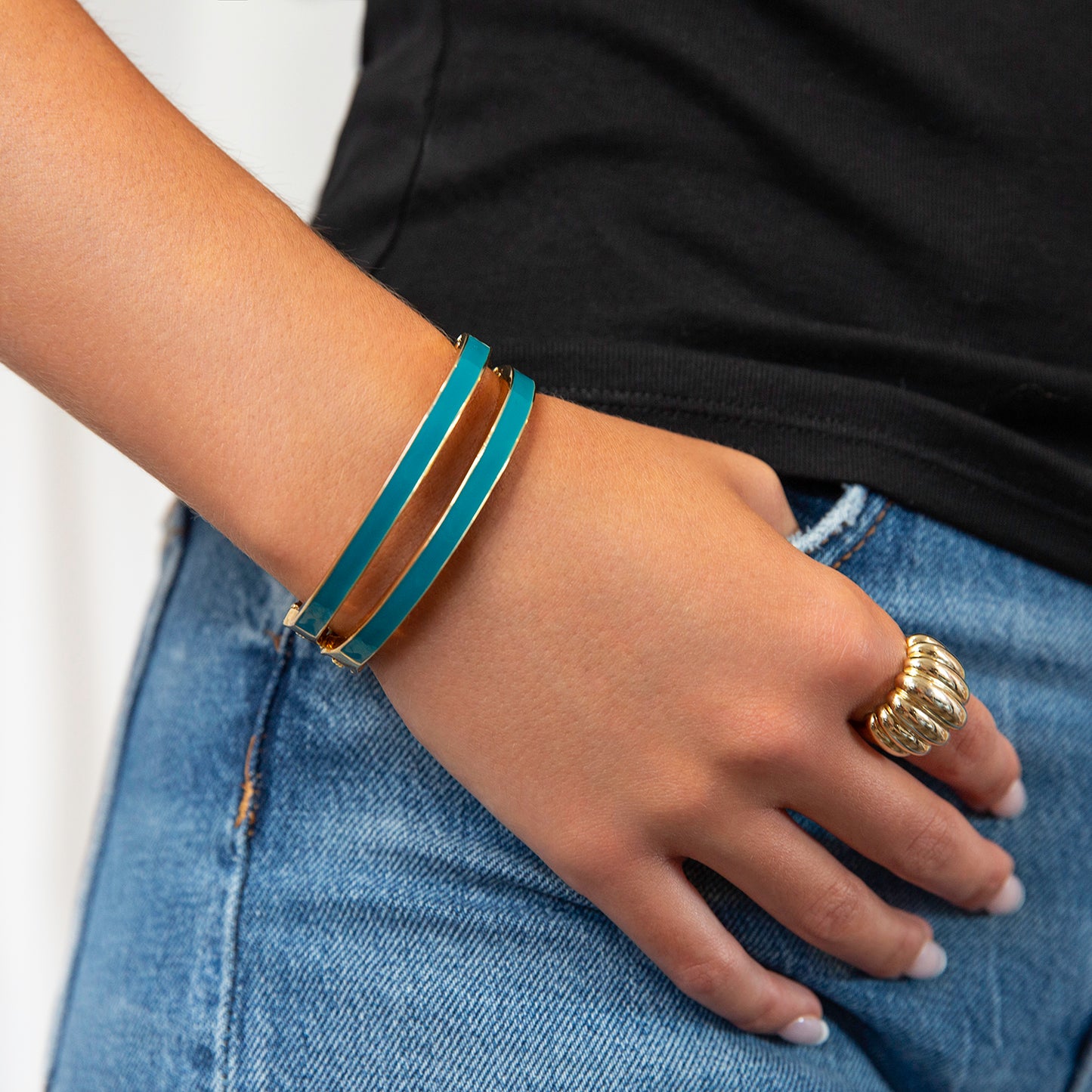 teal enamel bangle