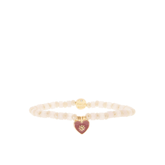 pink heart multi bead stretch bracelet