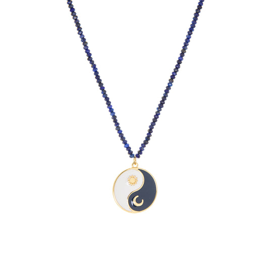 enamel yin-yang beaded necklace