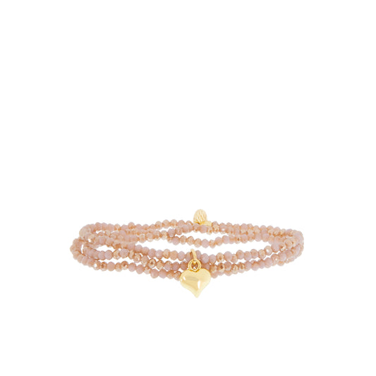 blush mini stretch bracelet wrap with puffed heart charm