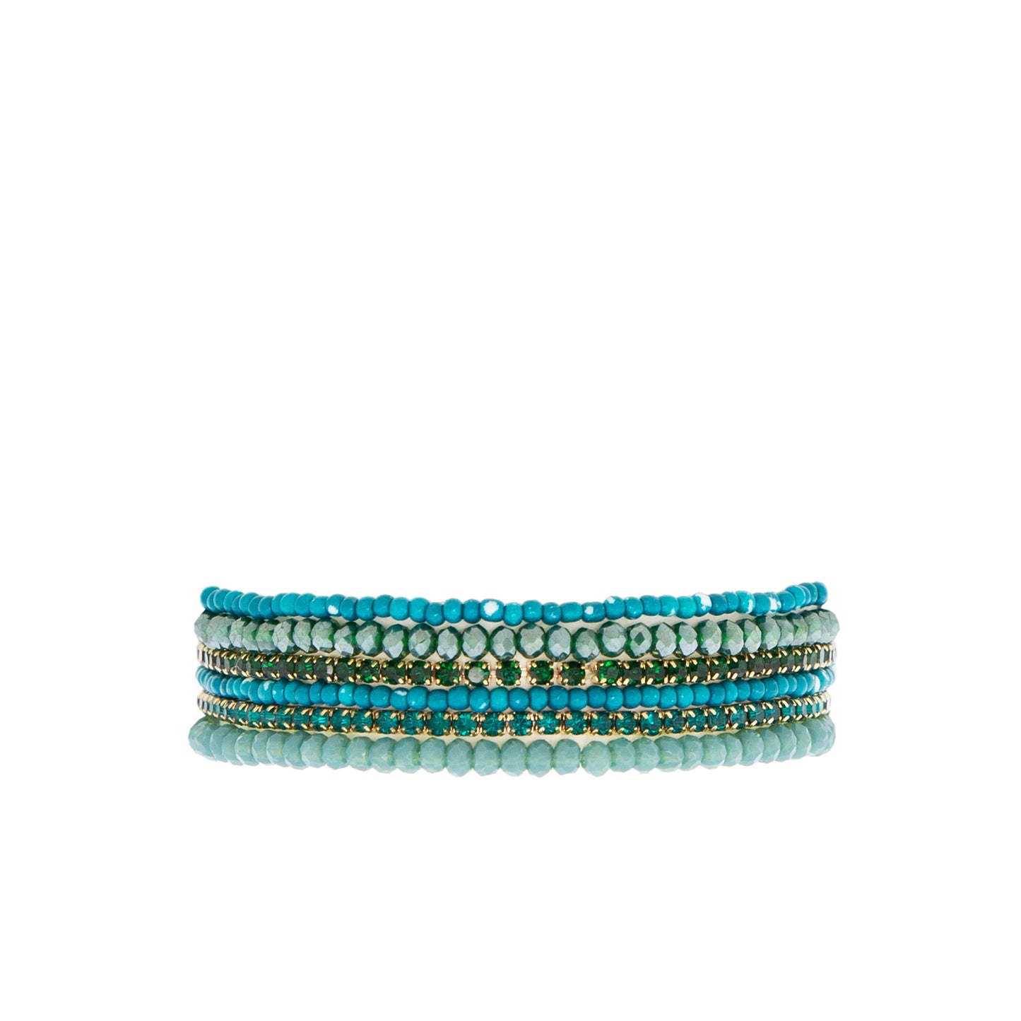 teal multi strand bracelet stack