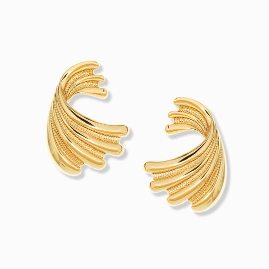 etched wave post earring