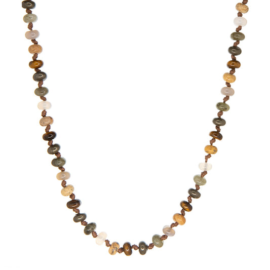 natural stone rondelle beaded necklace