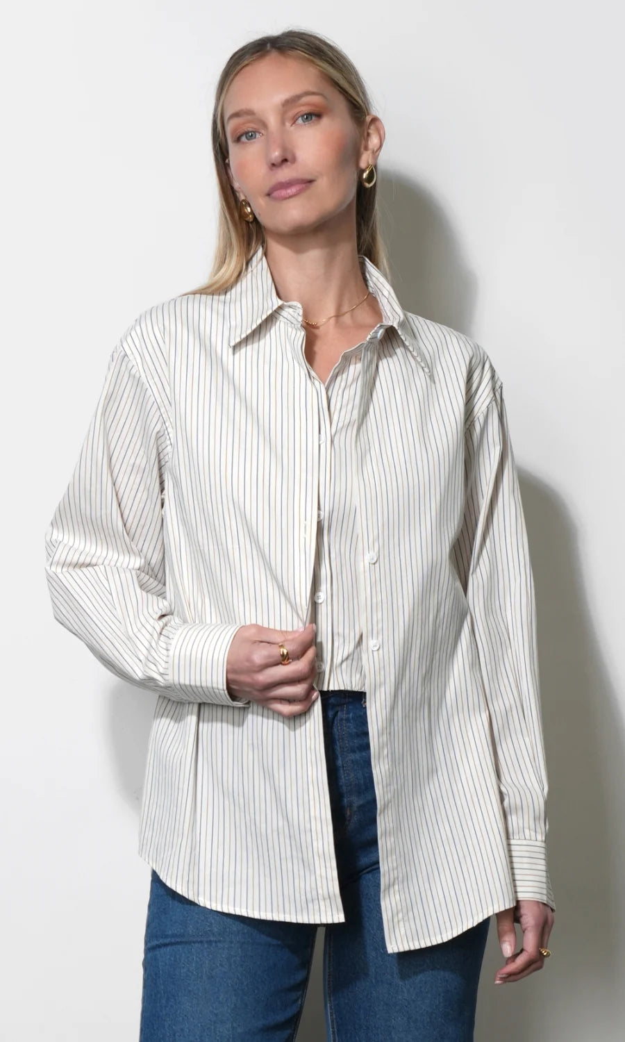Greylin Beatrix Twofer Stripe Oversized Shirt