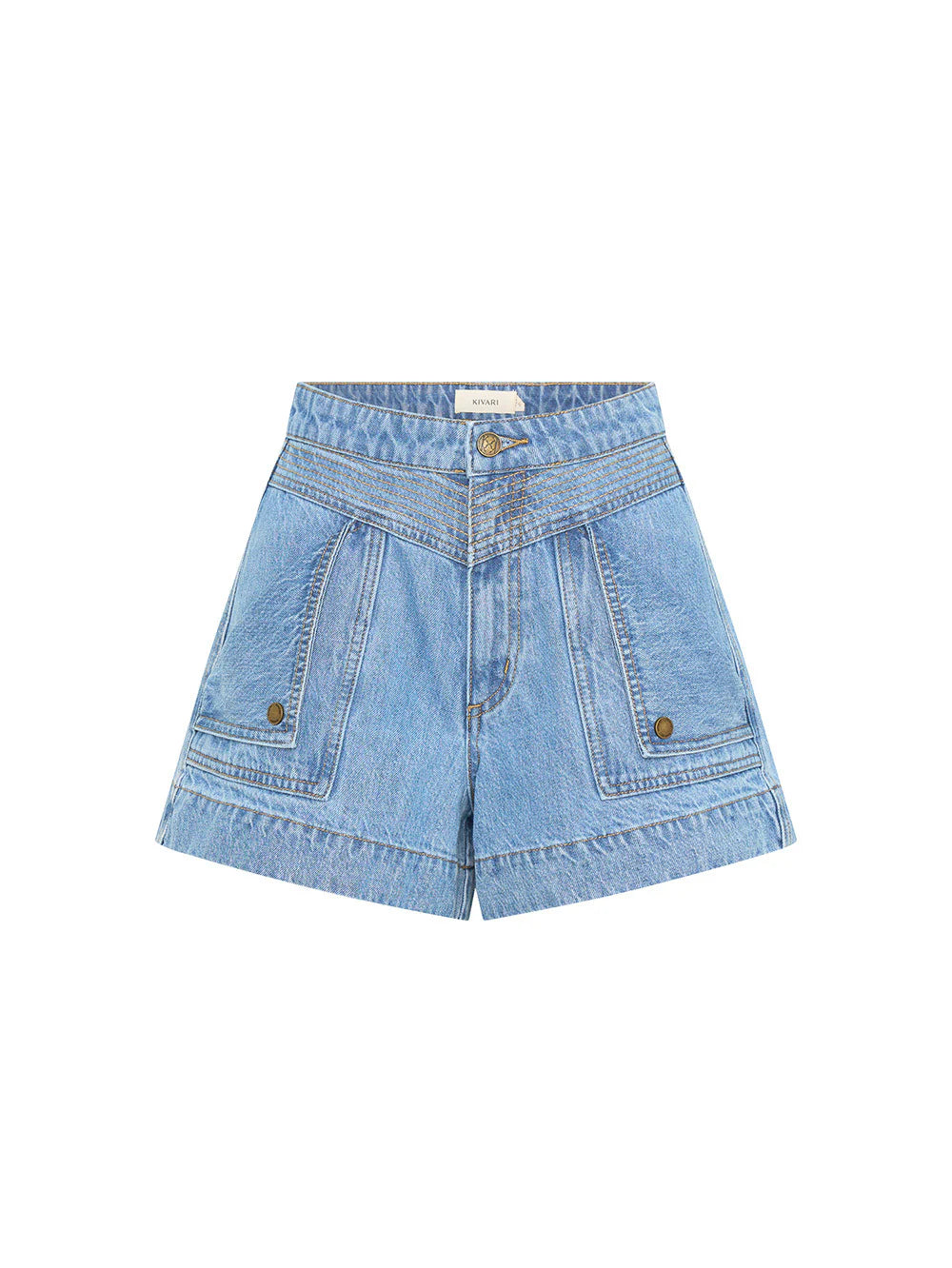 Kivari Celene Denim Shorts Stonewash Blue