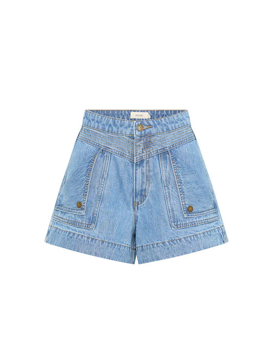 Kivari Celene Denim Shorts Stonewash Blue