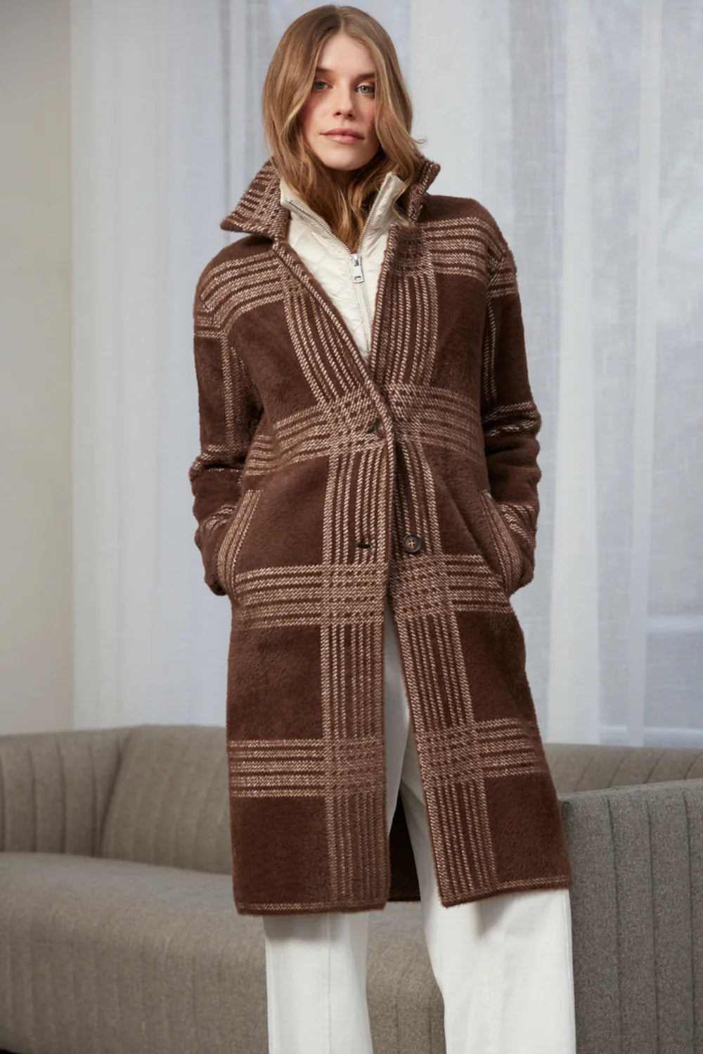 Adroit Lorie Single Breasted Knit Coat