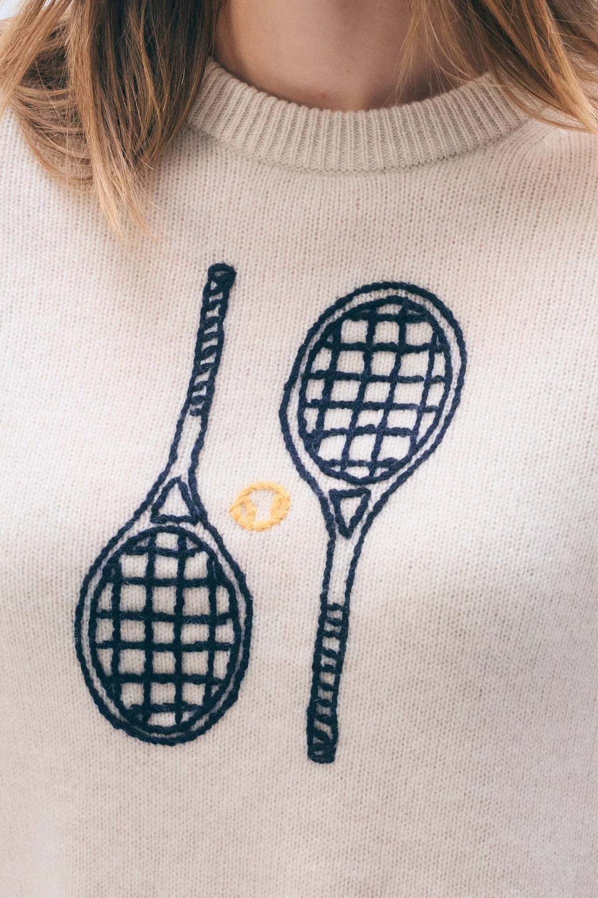White and Warren Tennis Raquet Sweater