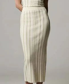 Hevron Ivory and Sage Peony Knit Skirt