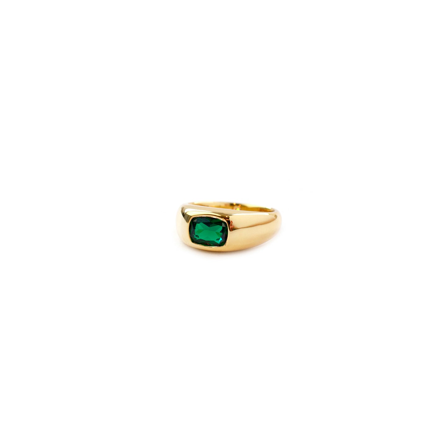 Crystal Set Gold Plated Signet Ring