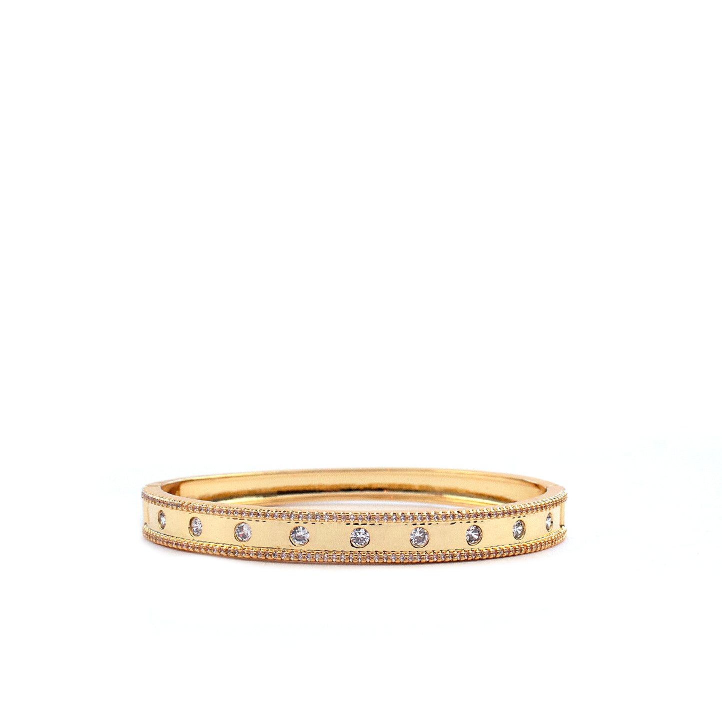 Gold Plated or Sterling CZ stone pave edge bangle