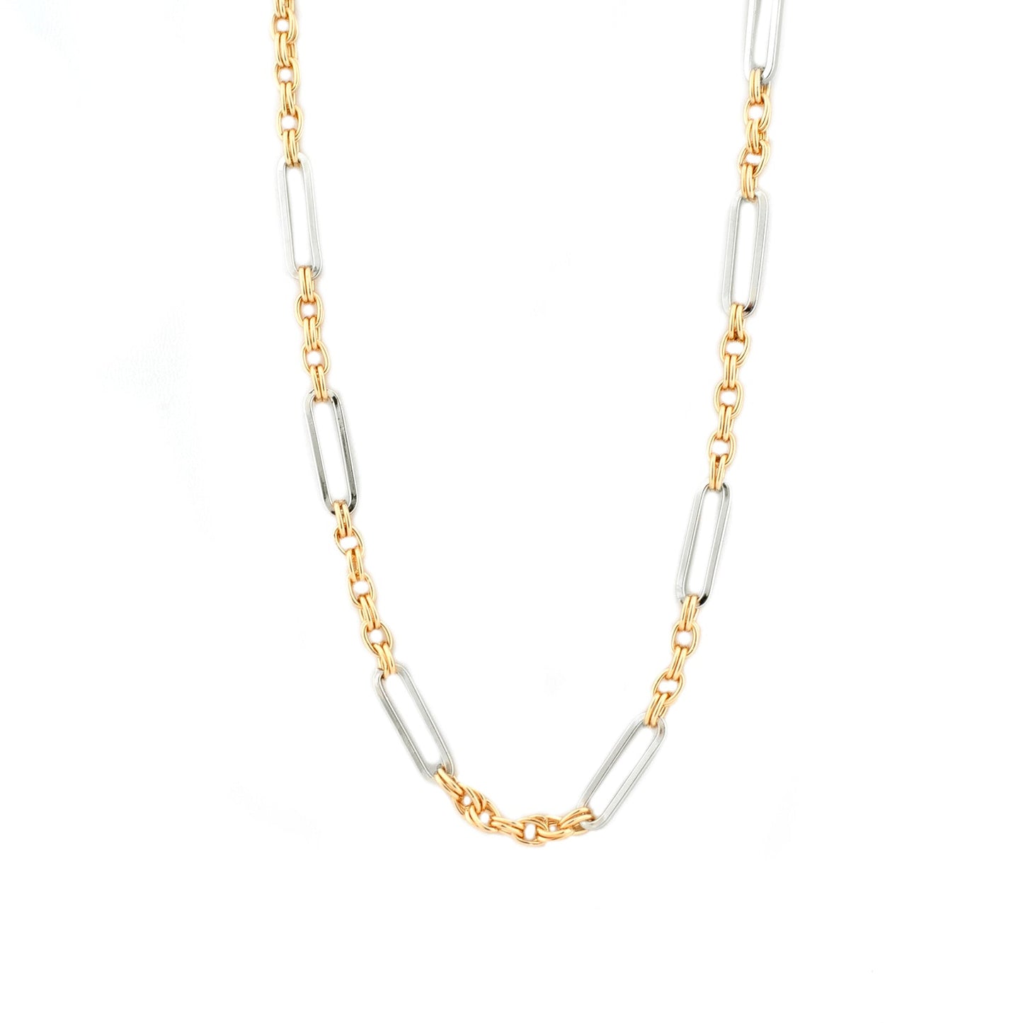 cable & oval link short necklace