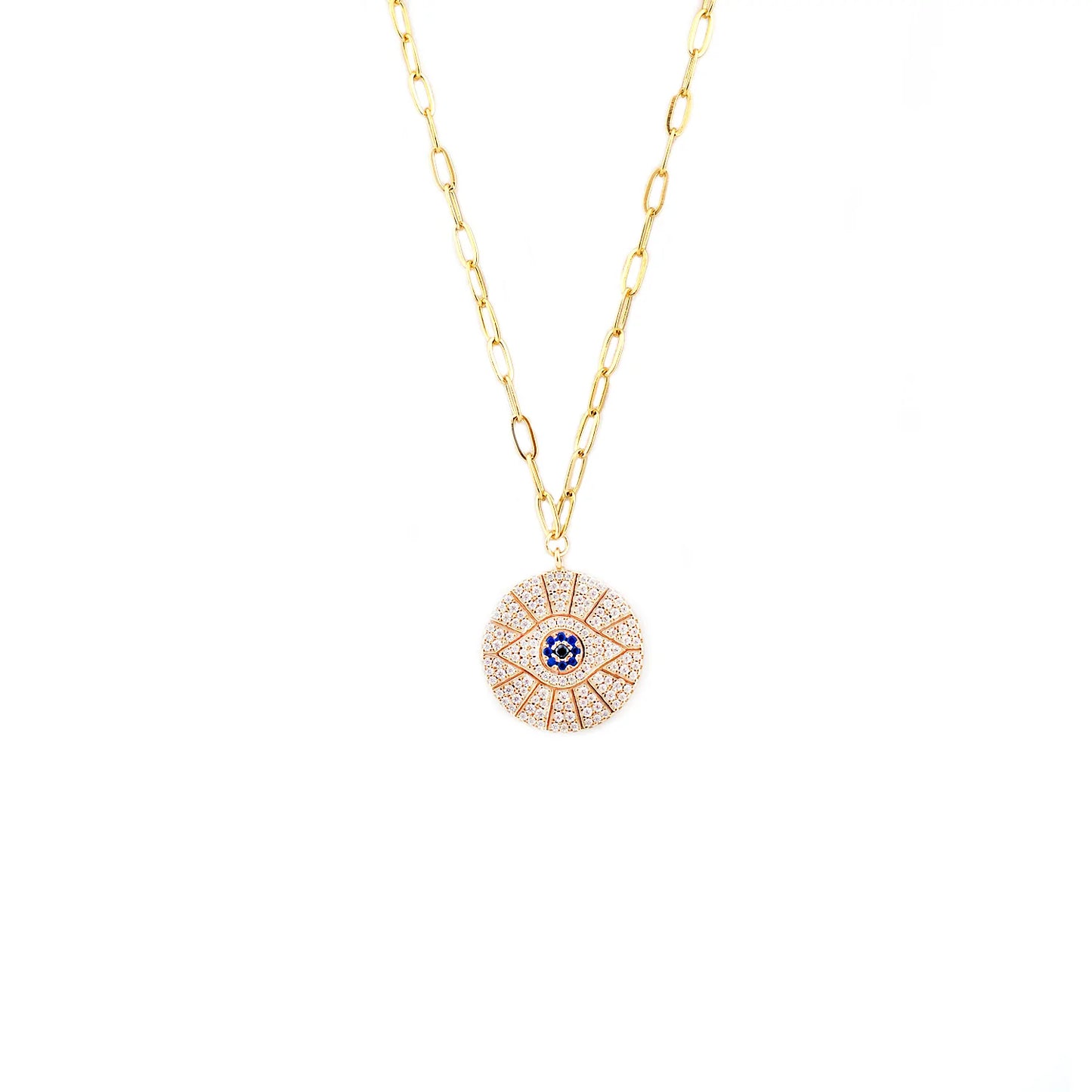 gold plated evil eye pendant necklace