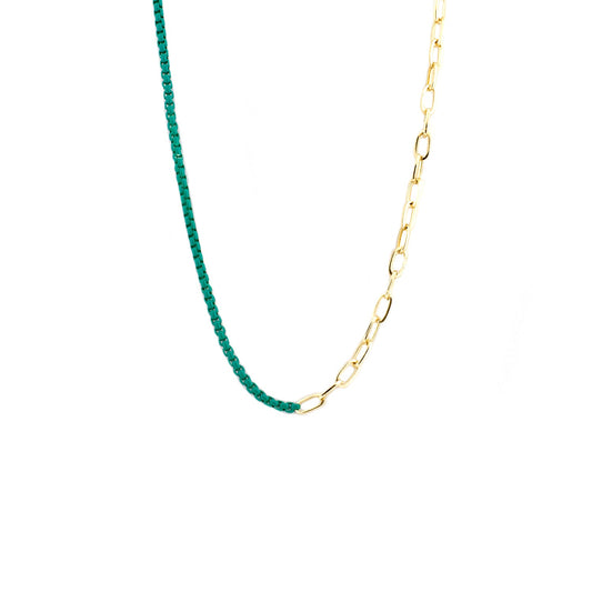 enamel box chain link necklace