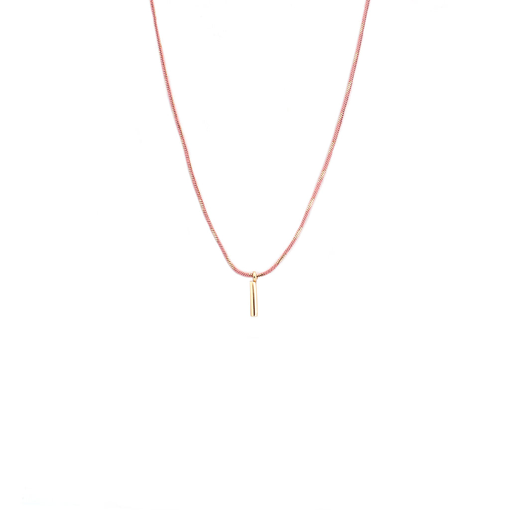 pink mini bar pendant shimmer necklace