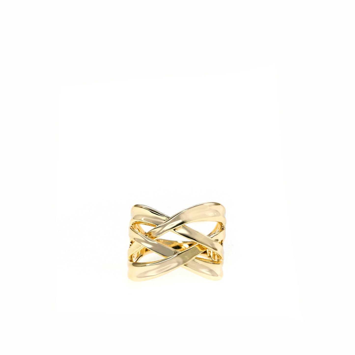 gold plated thin criss cross ring