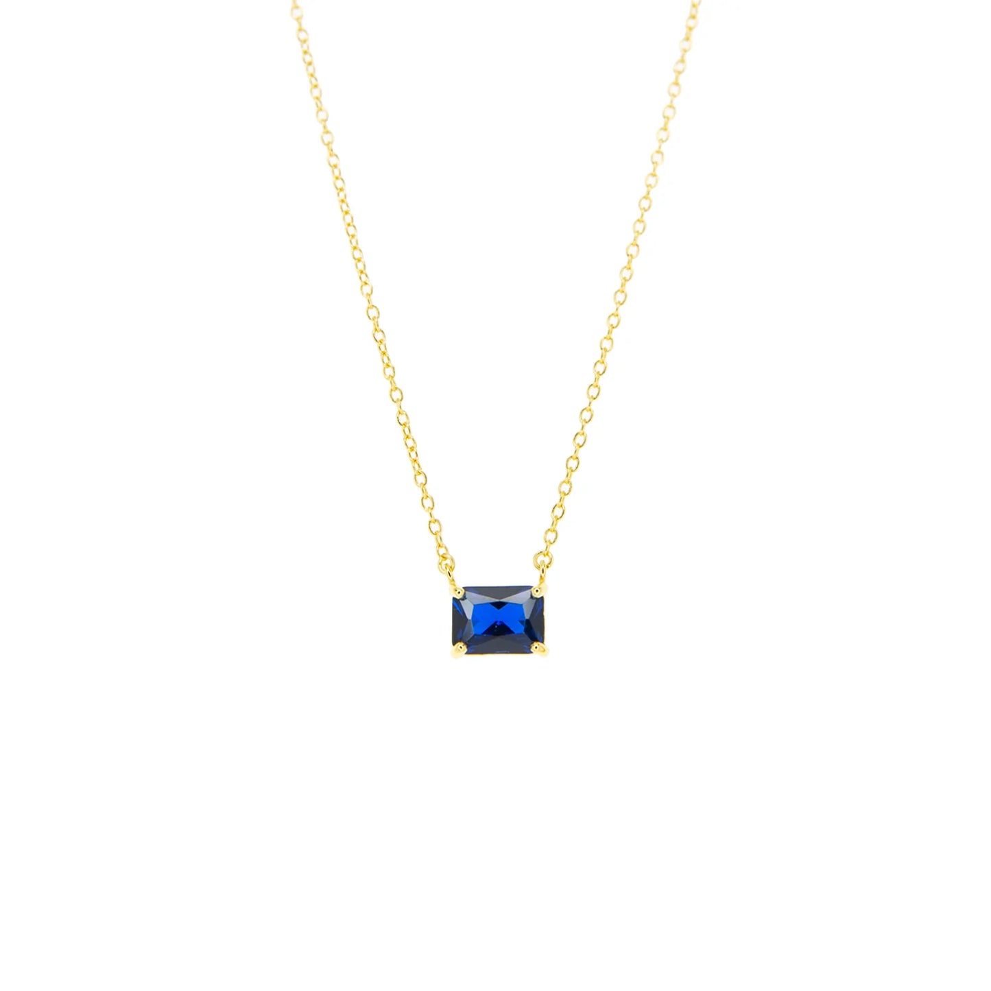sterling rectangle stone necklace