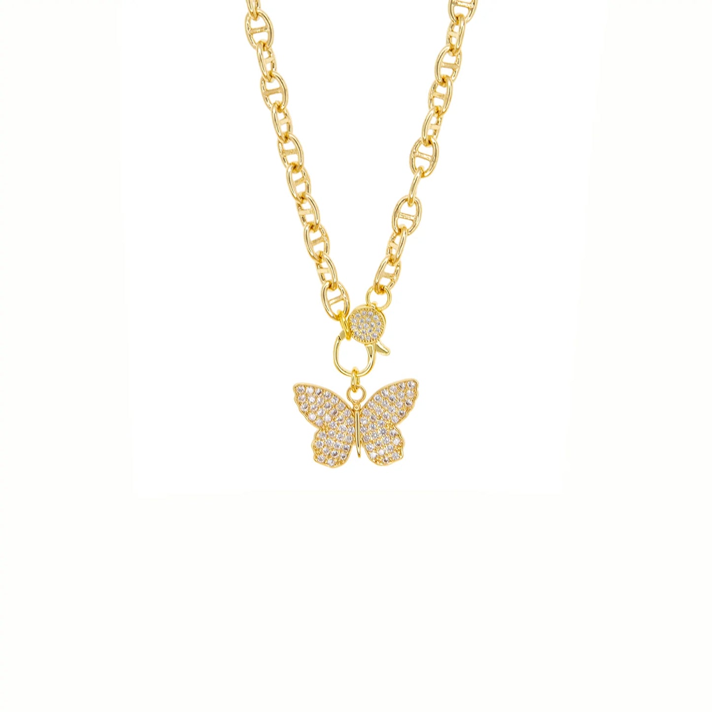 anchor link butterfly clasp necklace