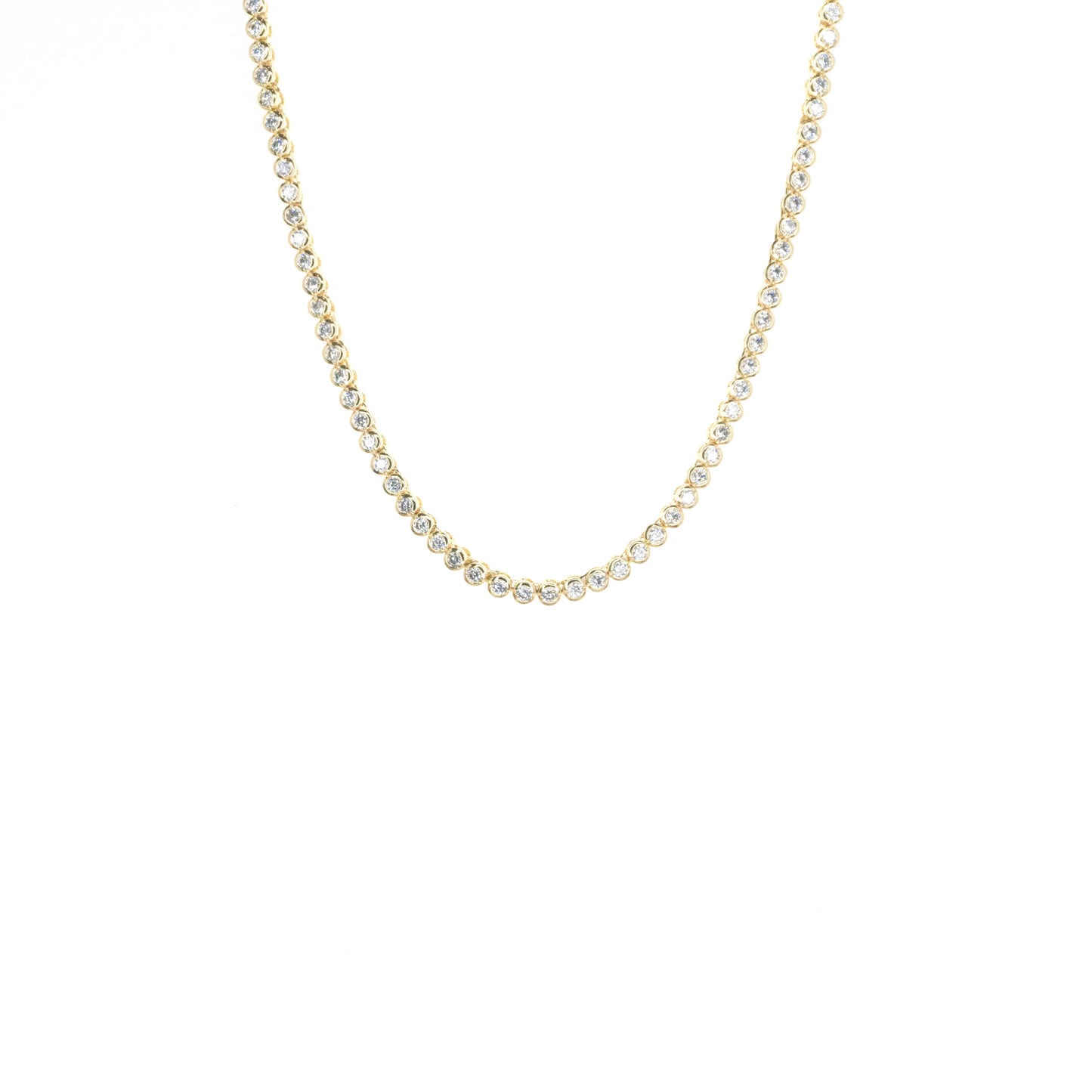gold plated cz tennis necklace
